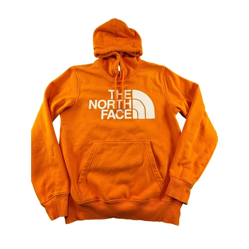 The North Face Mens Half Dome Pullover Hoodie Orange White Logo Small NF0A4M4B